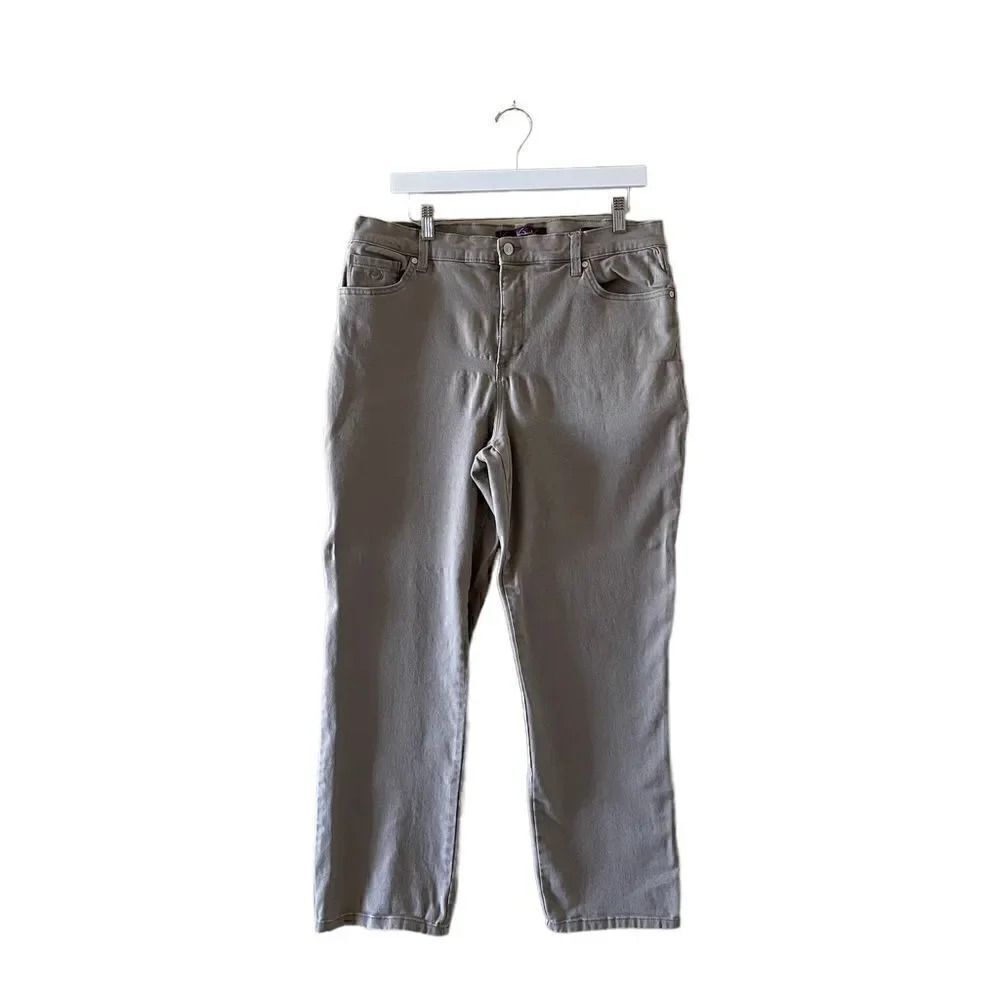 Gloria Vanderbilt Taupe Amanda Wide Leg Mid Rise Curvy Womens Jeans Sz 16